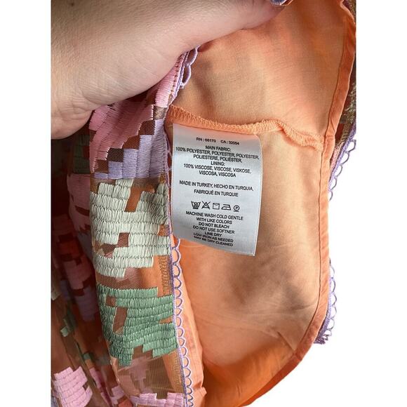 NWT Maeve Anthropologie Pixelated Tulle A-Line Skirt Midi Multicolor Women L NEW - Picture 4 of 5